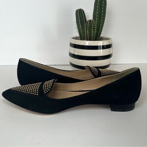 Via Spiga Women’s Flats Made in Italy Size 6 Black Pointed Toe Gold Studs